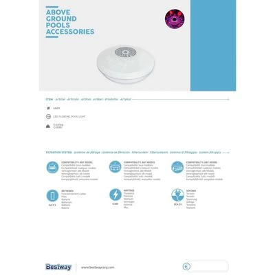 Bestway LED-lamp Voor Zwembad Drijvend 14 Cm Transparant - Afbeelding 10
