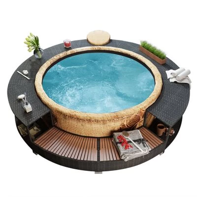 VidaXL Spa-omranding Poly Rattan Zwart - Afbeelding 2