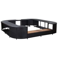 VidaXL Spa-ombouw Vierkant 268x268x55 Cm Poly Rattan Zwart