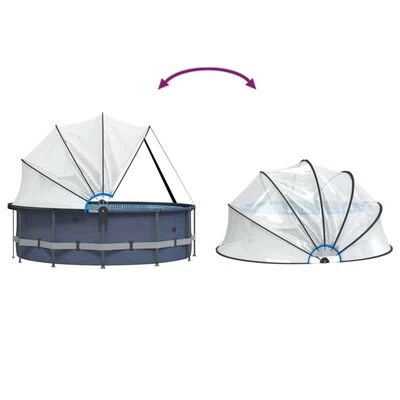 VidaXL Zwembadoverkapping Met Beugel Rond 440x220 Cm PVC - Afbeelding 9